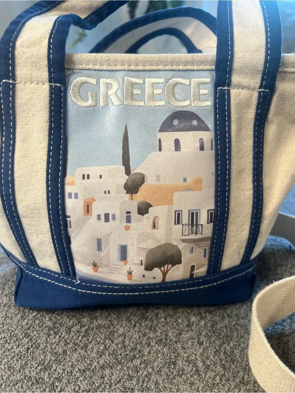 C&C California Cream & Navy 'Greece' Canvas Tote